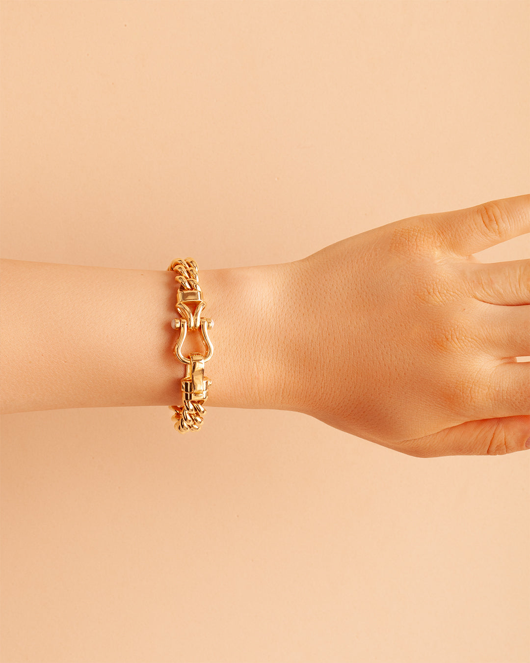 Hook 10mm Gold Bracelet With Mother Pearl Enamel