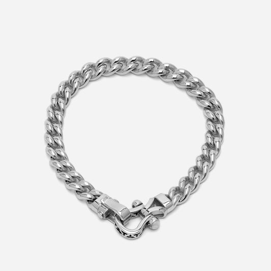 Hook 7mm White Gold Bracelet