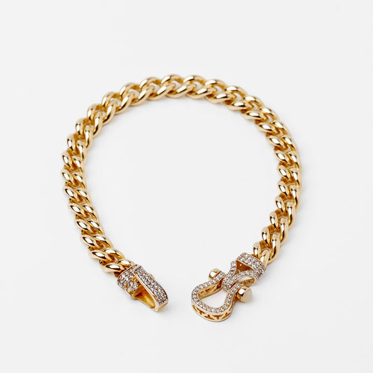 Hook 7mm Gold Bracelet With Stone
