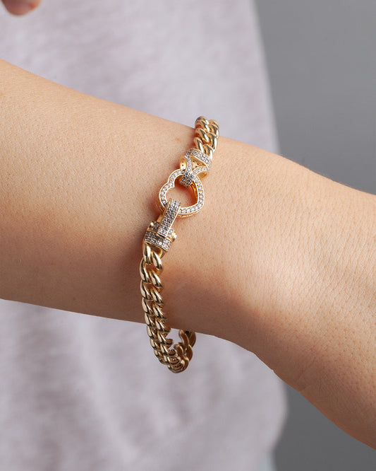 Liens de Grâce - Heart Motiff Gold Bracelet