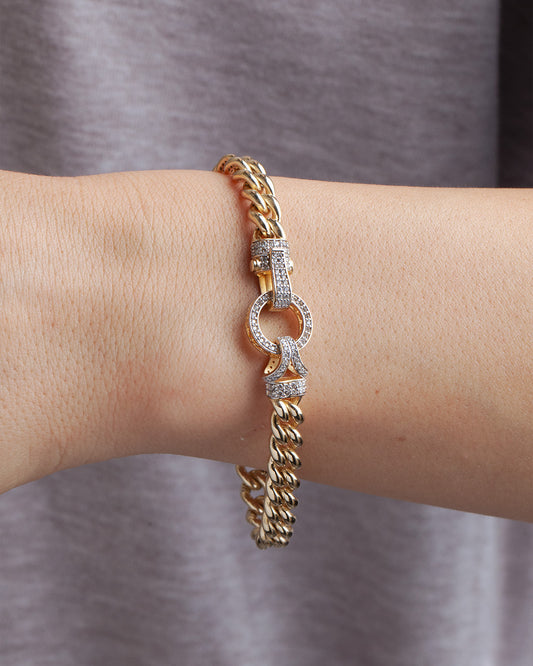 Circle 7mm White Gold Bracelet With Stone