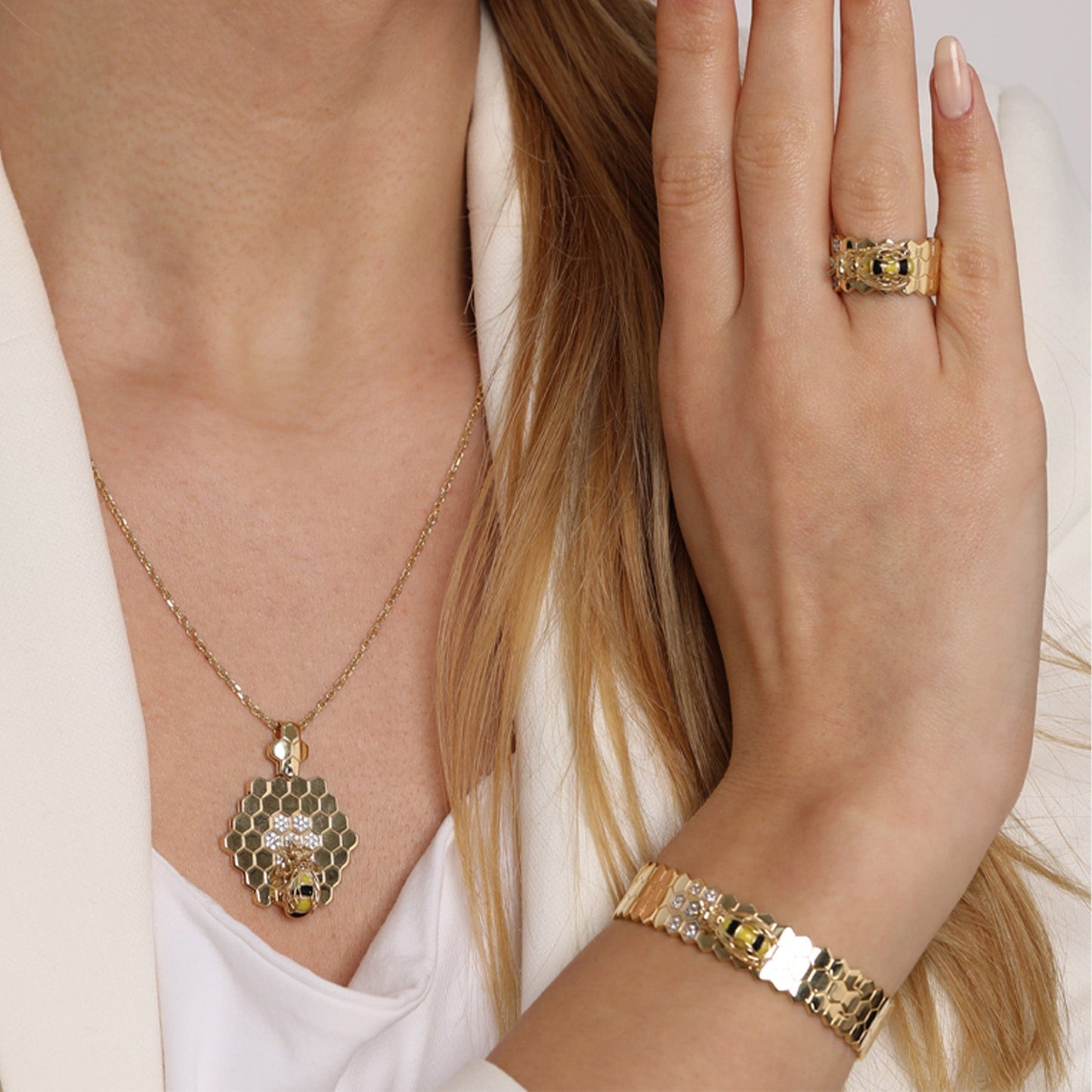 Queen De Jardin - Sarı Altın Kolye