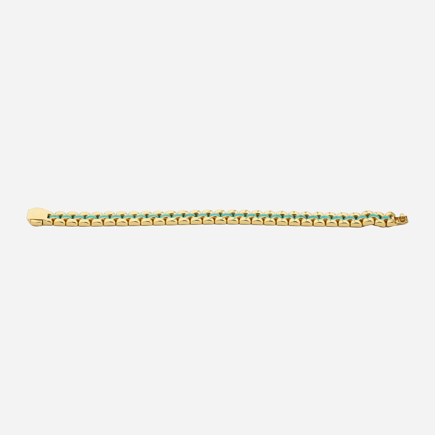 Lorenzo 9MM 14K  Gold Bracelet With Blue Enamel