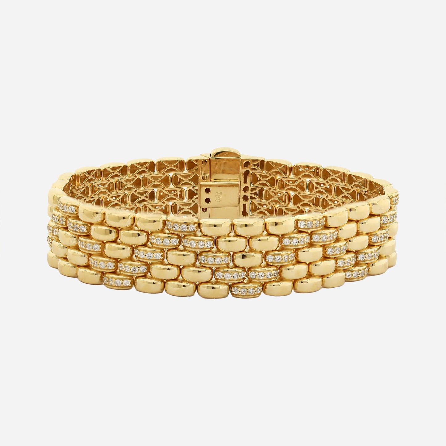 Lorenzo 14MM 14K Gold Bracelet With Gemstone and Cross Design