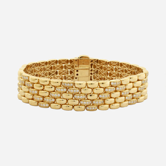 Lorenzo 14MM 14K Gold Bracelet With Gemstone and Cross Design