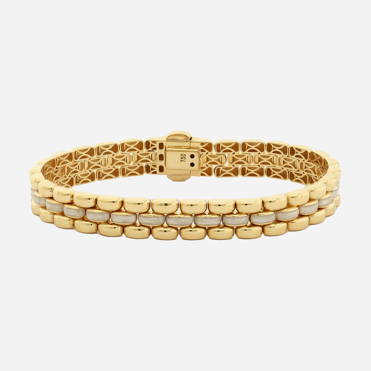 Lorenzo 9MM 14K  Gold Bracelet With Pearl Enamel