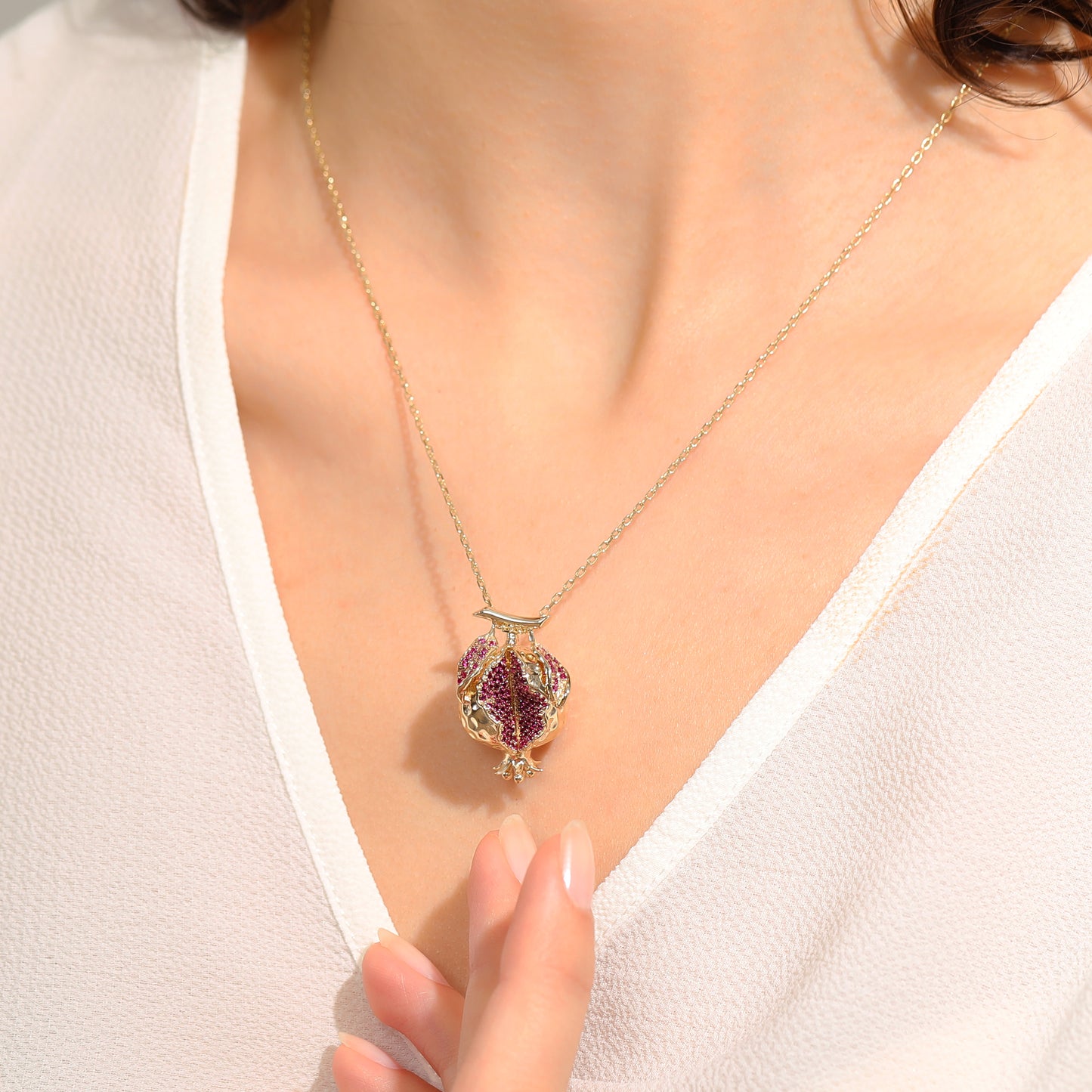 Pomegranate 14K Gold Necklace