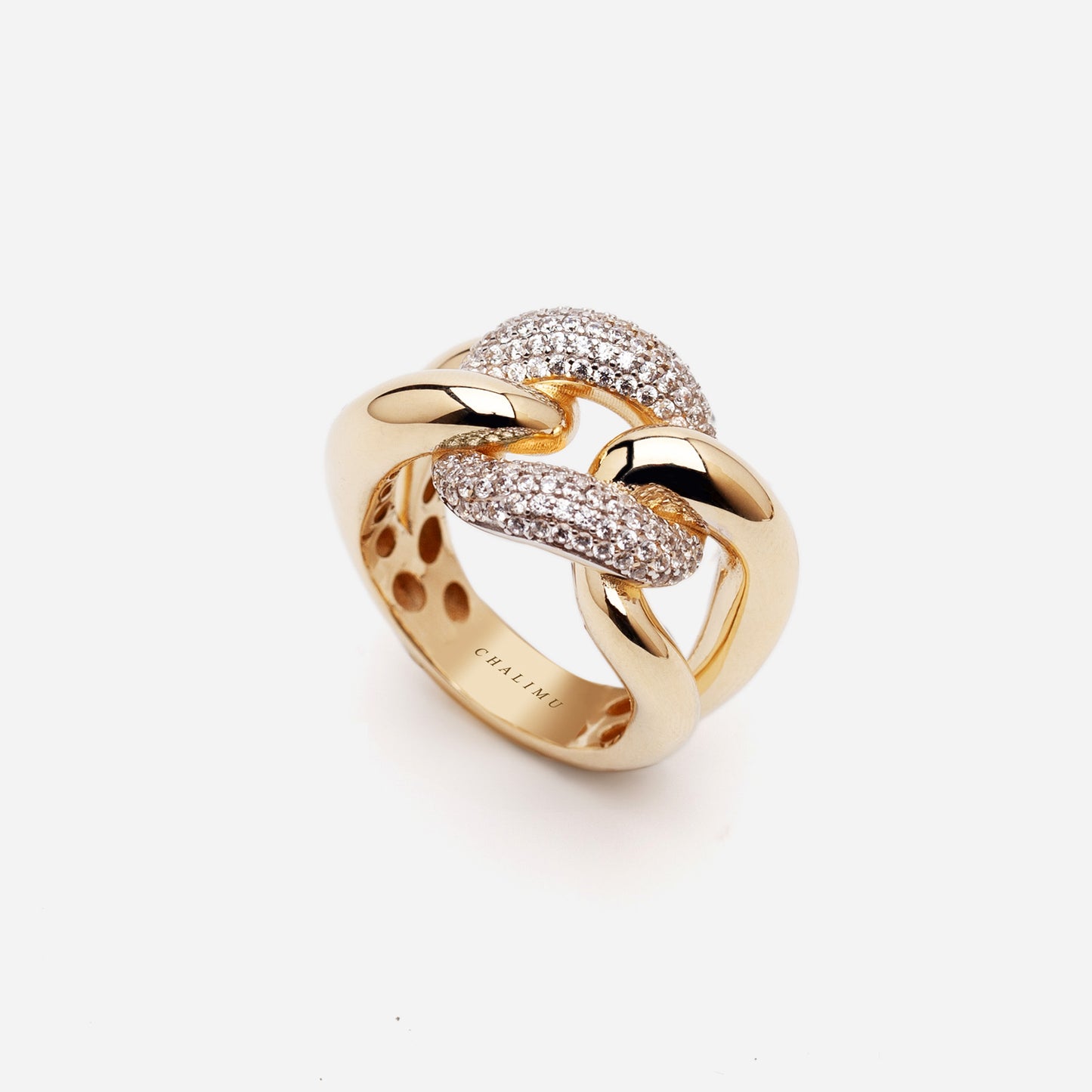 Ricardo Large Gold Ring With Stone