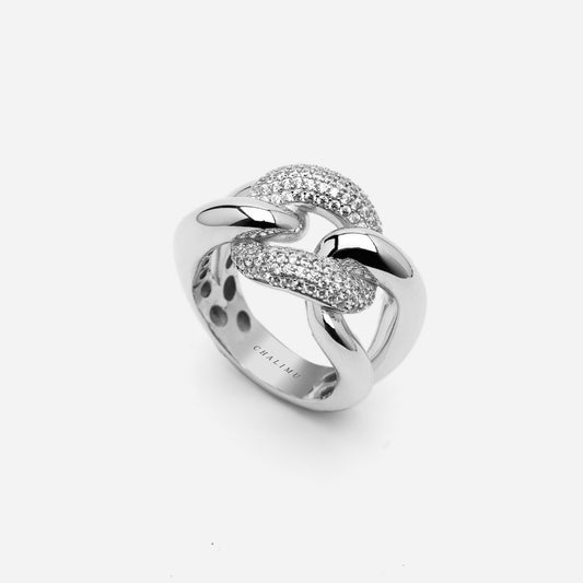 Ricardo Large White Gold Ring With Stone