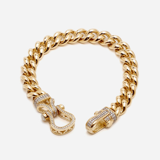 Hook 10mm Gold Bracelet With Stone