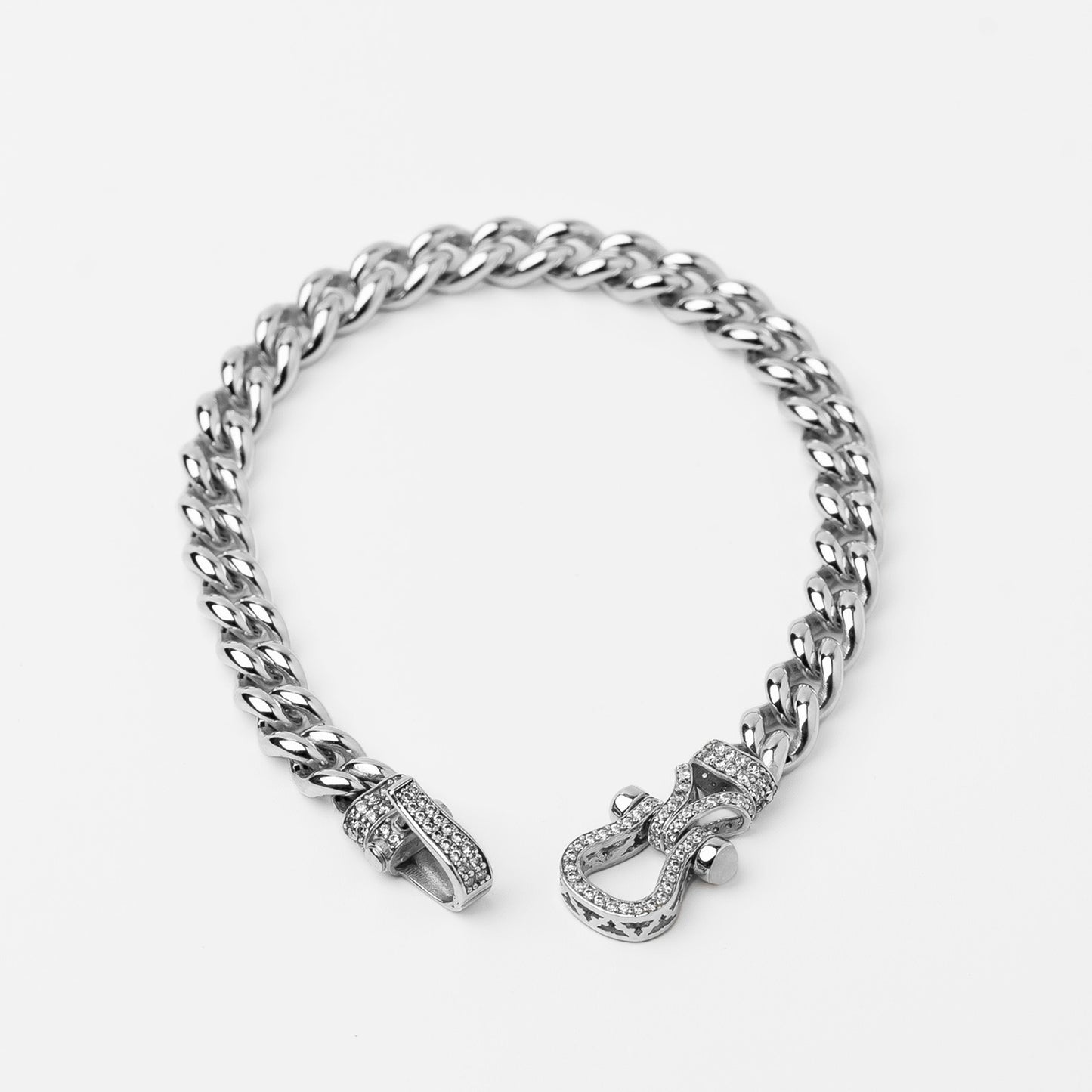 Hook 7mm White Gold Bracelet With Stone