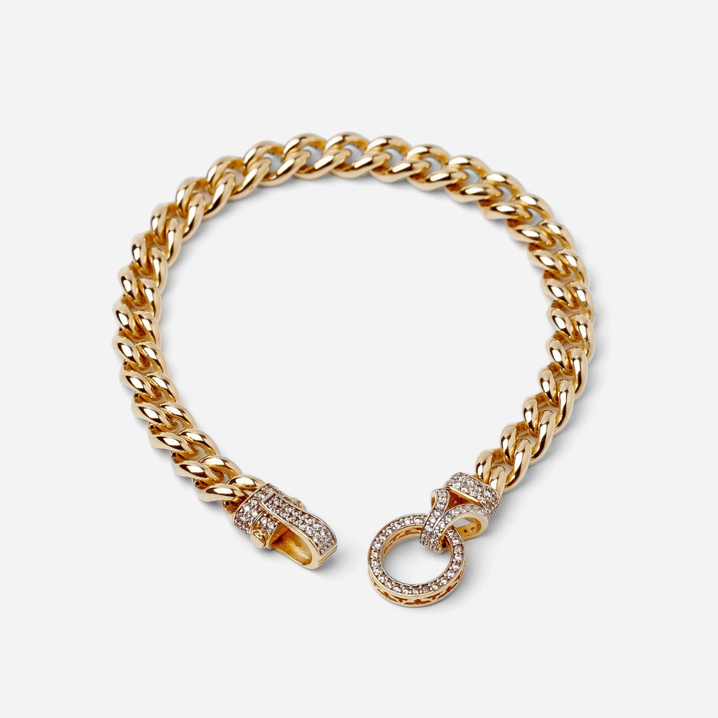 Circle 7mm Gold Bracelet With Stone