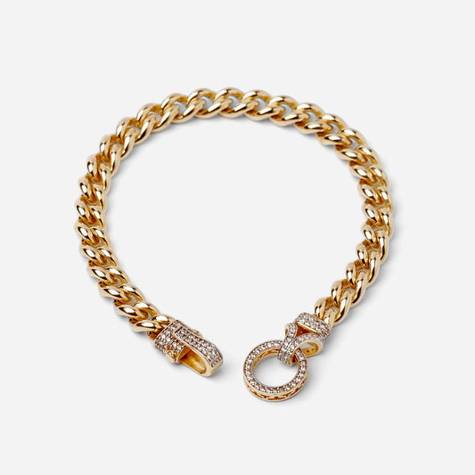 Circle 7mm Gold Bracelet With Stone