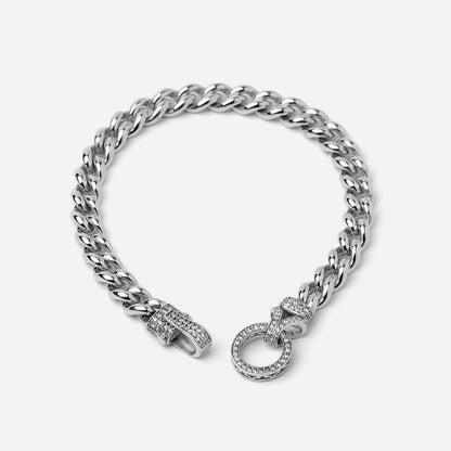 Circle 7mm White Gold Bracelet With Stone