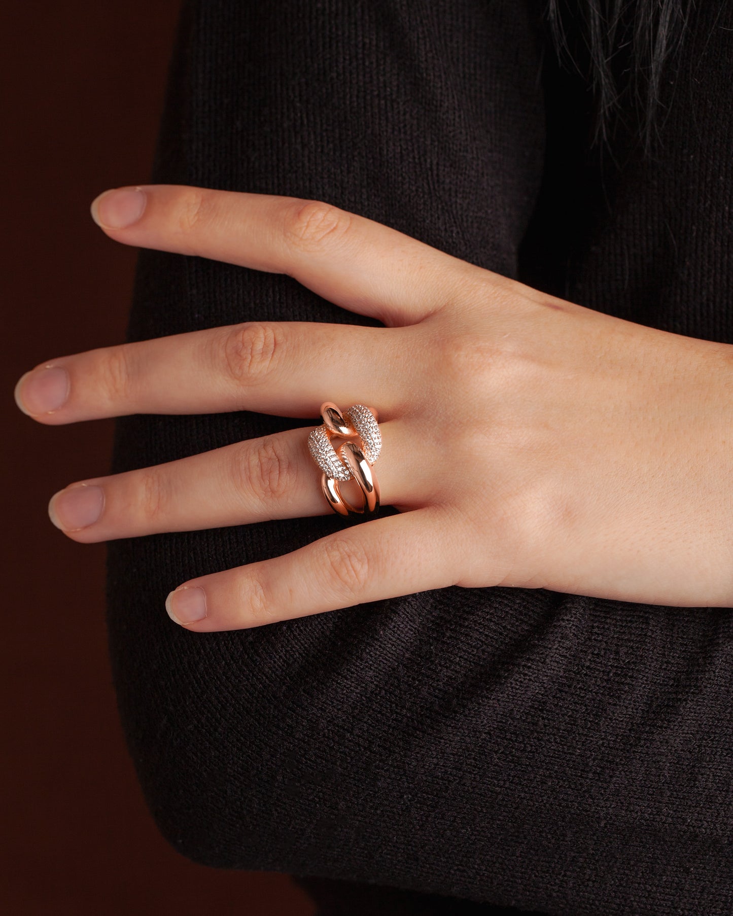 Ricardo Large Rose Gold Ring With Stone