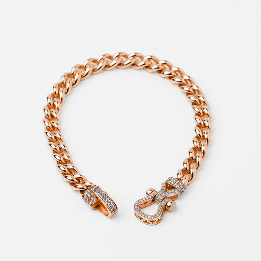 Hook 7mm Rose Gold Bracelet With Stone