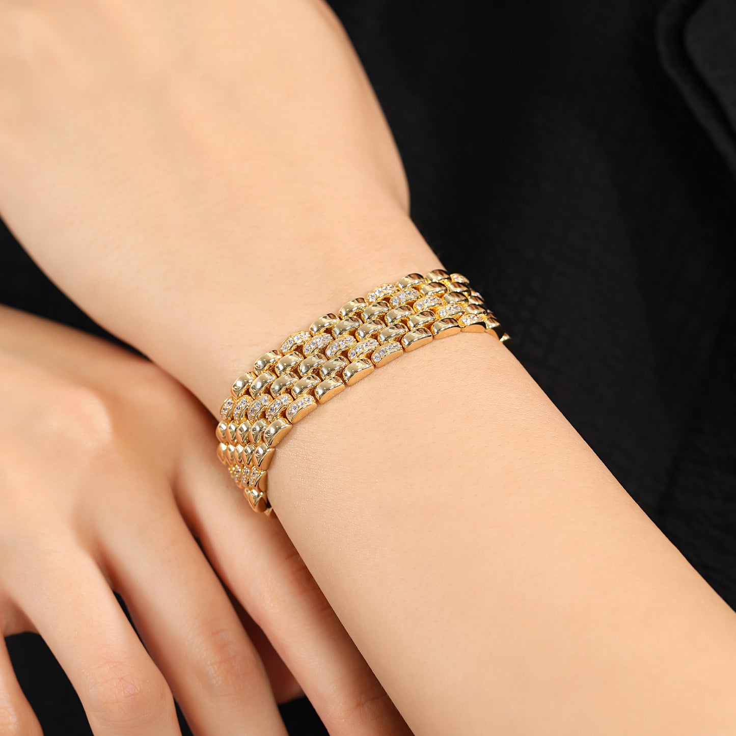 Lorenzo 14MM 14K Gold Bracelet With Stone