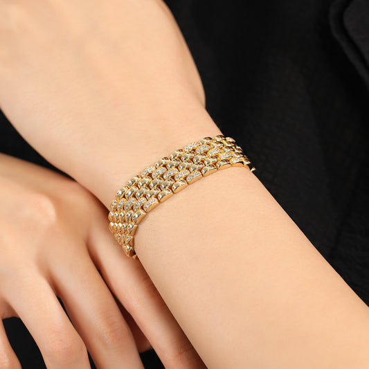 Lorenzo 14MM 14K Gold Bracelet With Stone