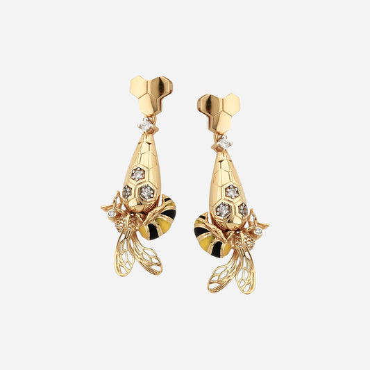 Fauna, Honey Comb 14K Gold Earing