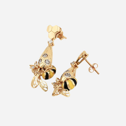 Fauna, Honey Comb 14K Gold Earing