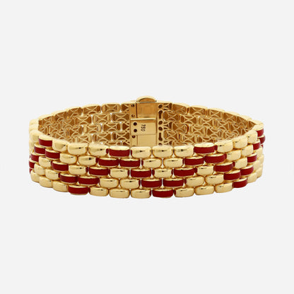 Lorenzo 14MM 14K Gold Bracelet With Red Enamel