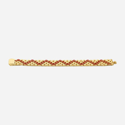 Lorenzo 14MM 14K Gold Bracelet With Red Enamel