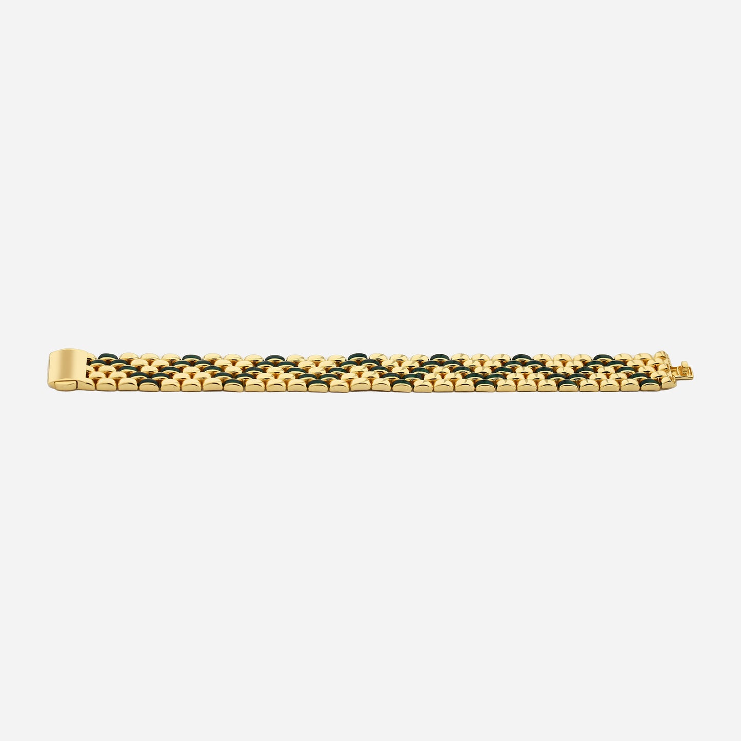 Lorenzo 14MM 14K Gold Bracelet With Green Enamel