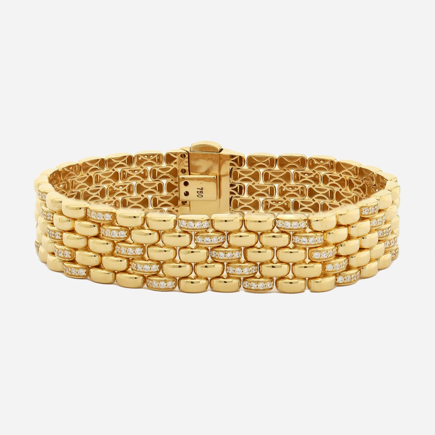 Lorenzo 14MM 14K Gold Bracelet With Stone