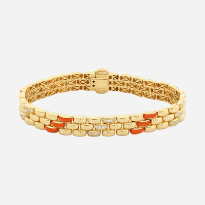 Bracelet CHALIMU 9MM 14K avec émail orange et pierre précieuse