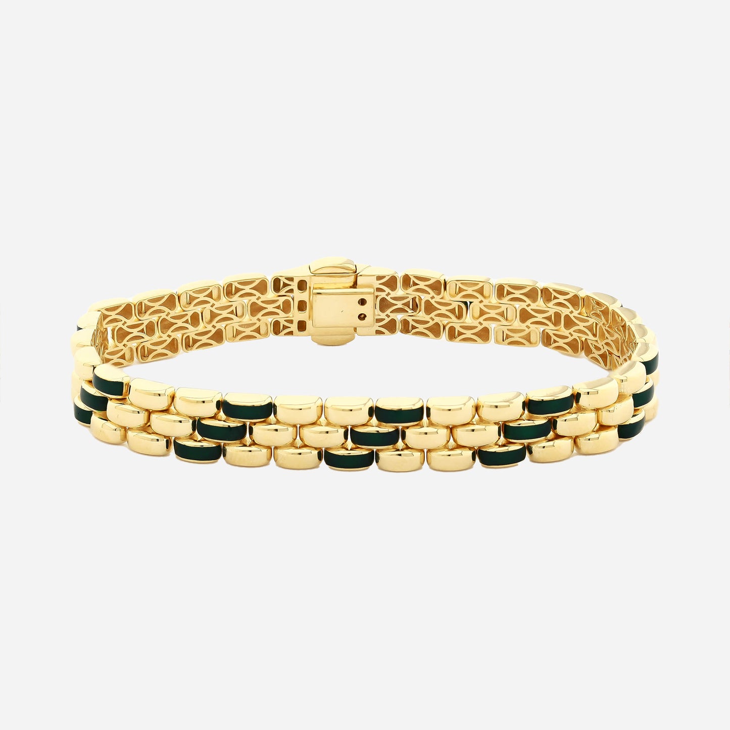 Bracelet CHALIMU en or 14 carats 9 mm avec émail vert