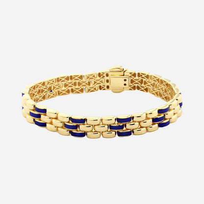 Bracelet CHALIMU en or 14 carats 9 mm avec émail bleu profond