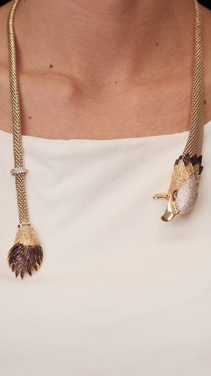 Fauna, Eagle 14K Gold Necklace